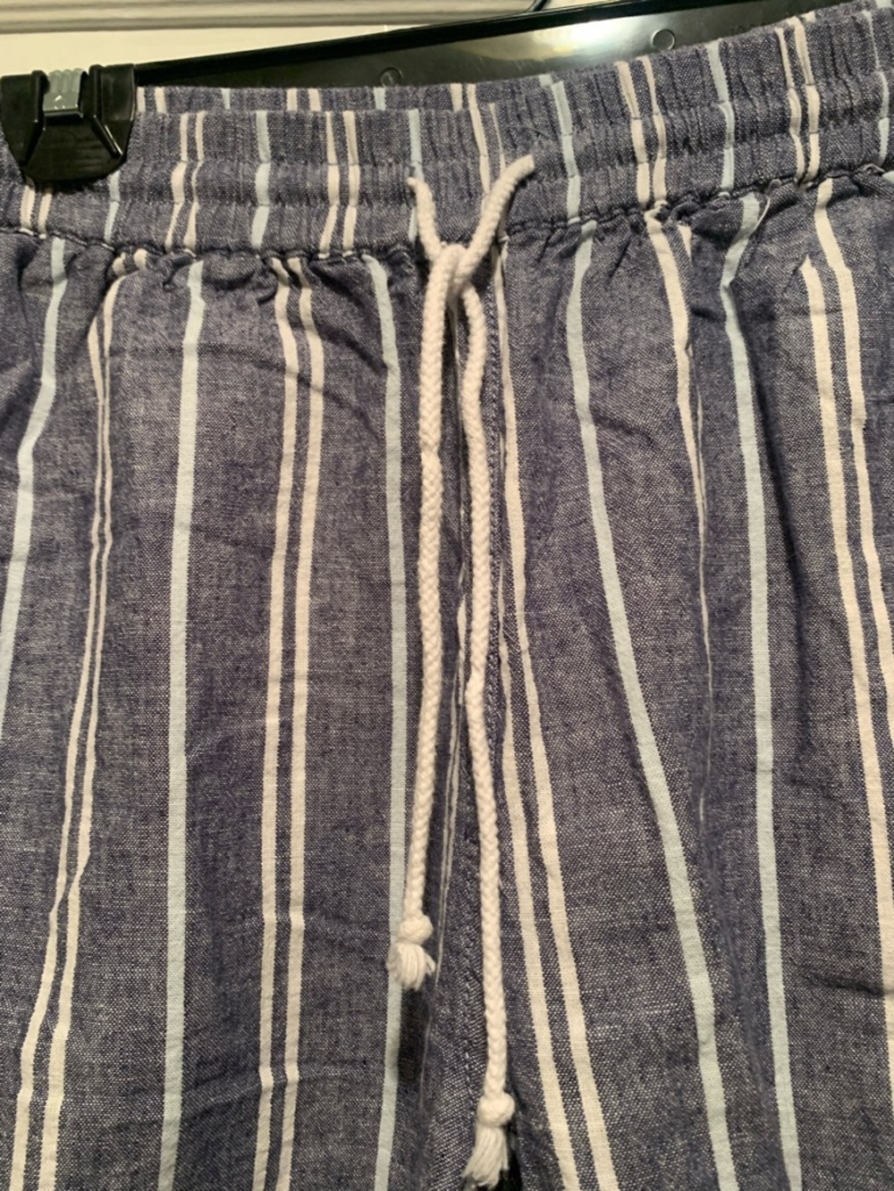 beachlunchlounge Blue and White Striped Wide Leg Linen Cotton Blend Crop Pants S - Picture 5 of 16